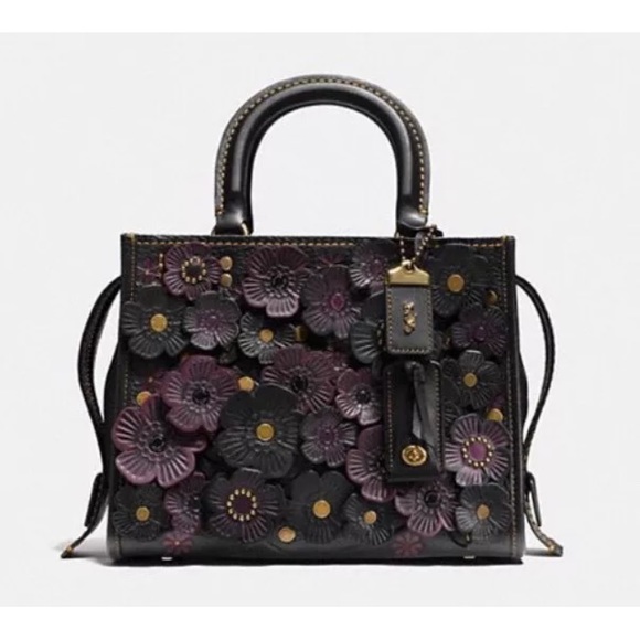 Coach Handbags - Coach Rouge 25 Black Tea rose handbag